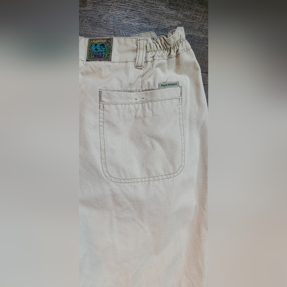 Vintg 80's Pants Women's 16 Khaki High Rise Straight Leg Pleated Elastic Waist - Picture 4 of 14